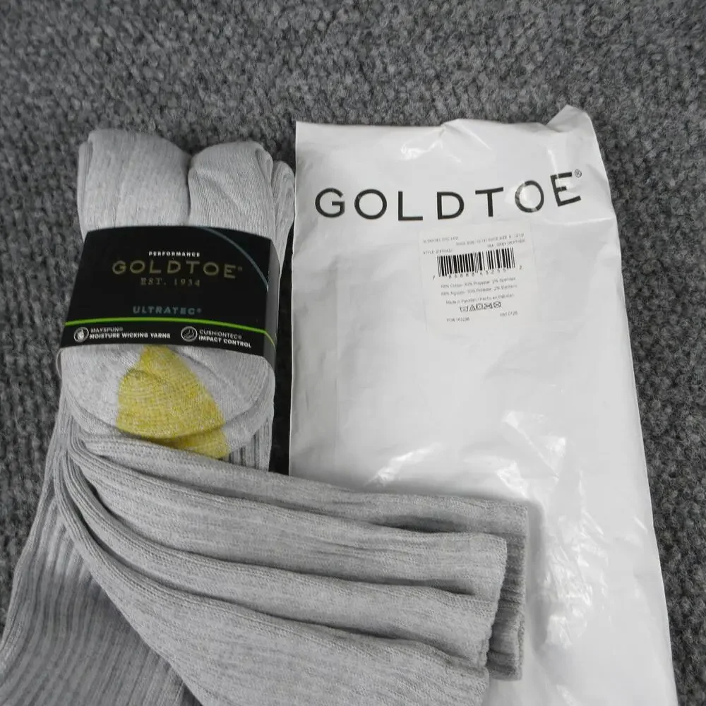 GOLD TOE Socks Mens 6-12.5 Gray Over-The-Calf Cushioned Moisture-Wicking NWT